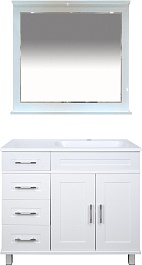 Misty Мебель для ванной Купер 90 R 4 ящика с зеркалом Гамма белая – фотография-1